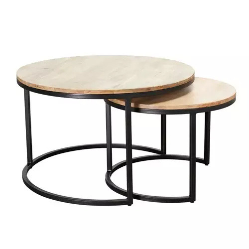 80*80*75cm Home Room Furniture Luxury Round Wood Top Coffee Table With Metal Legs